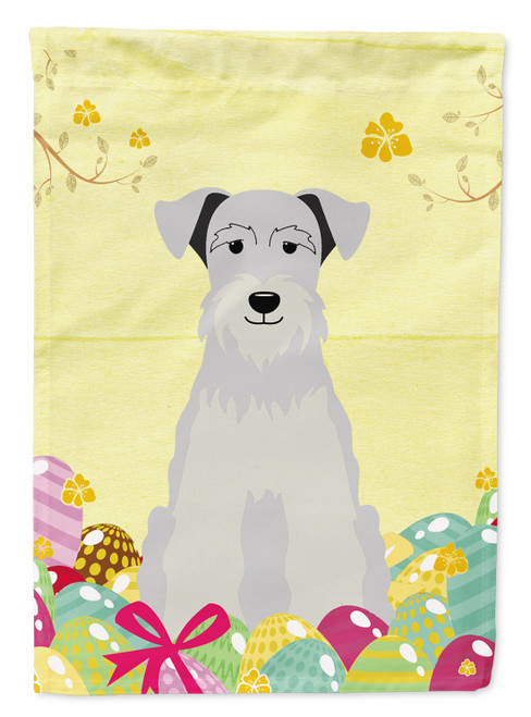 Caroline's Treasures BB6053GF Easter Eggs Miniature Schanuzer White Flag Garden Size , Small, multicolor