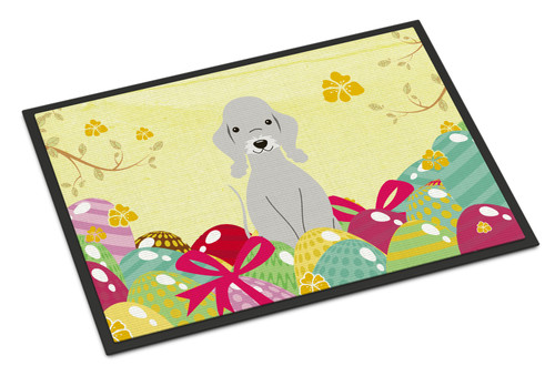 Caroline's Treasures BB6090JMAT Easter Eggs Bedlington Terrier Blue Indoor or Outdoor Mat 24x36 , 24H X 36W, multicolor