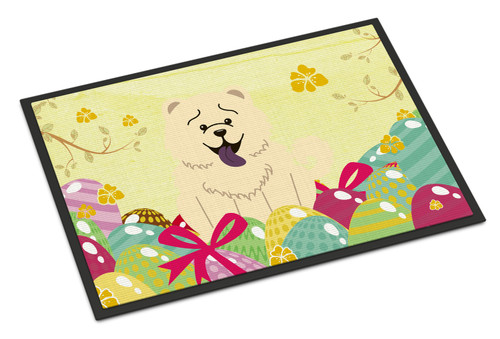 Easter Eggs Chow Chow White Door Mat, Indoor Rug or Outdoor Welcome Mat 18x27 Doormat BB6140MAT