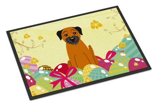 Easter Eggs Border Terrier Door Mat, Indoor Rug or Outdoor Welcome Mat 18x27 Doormat BB6039MAT