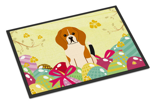 Easter Eggs Beagle Tricolor Door Mat, Indoor Rug or Outdoor Welcome Mat 24x36 Doormat BB6040JMAT