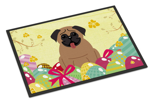 Easter Eggs Pug Brown Door Mat, Indoor Rug or Outdoor Welcome Mat 18x27 Doormat BB6005MAT
