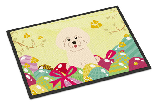 Easter Eggs Bichon Frise Door Mat, Indoor Rug or Outdoor Welcome Mat 24x36 Doormat BB6075JMAT