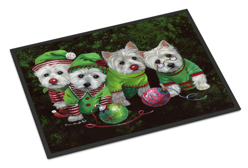 Caroline's Treasures PPP3285MAT Westie Christmas Santa's Assistants Indoor or Outdoor Mat 18x27 , 18H X 27W, multicolor
