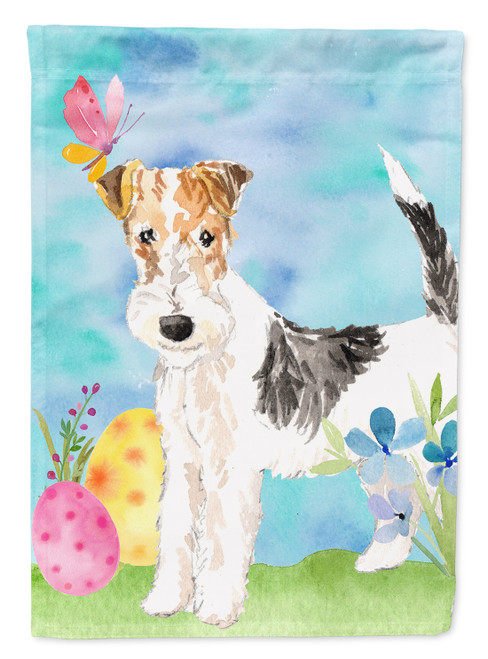 Caroline's Treasures CK1892GF Easter Eggs Fox Terrier Flag Garden Size , Small, multicolor