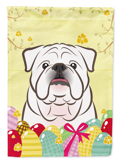Caroline's Treasures BB1902GF White English Bulldog  Easter Egg Hunt Flag Garden Size , Small, multicolor