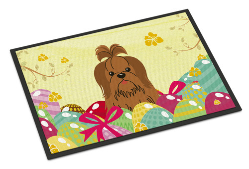 Caroline's Treasures BB6086JMAT Easter Eggs Shih Tzu Silver Chocolate Indoor or Outdoor Mat 24x36 , 24H X 36W, multicolor
