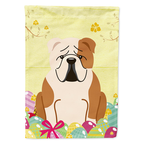 Easter Eggs English Bulldog Fawn White Flag Canvas House Size BB6125CHF