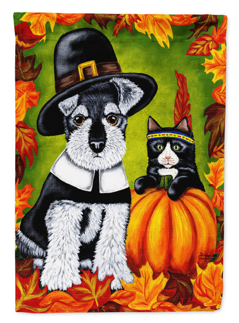 Thanksgiving Friends Schnauzer Flag Canvas House Size AMB1364CHF