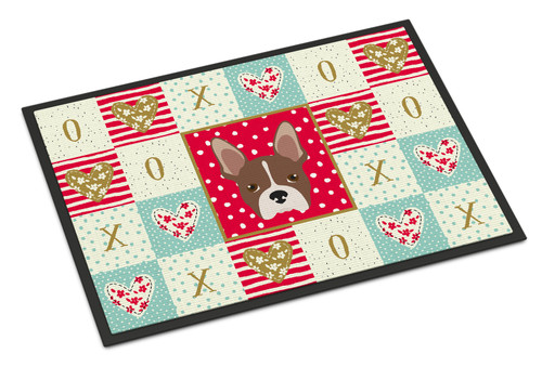 Caroline's Treasures CK5187JMAT Boston Terrier Love Door Mat, Indoor Rug or Outdoor Welcome Mat 24x36 Doormat, 24H X 36W, multicolor