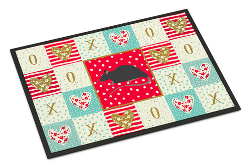 Black Rat Love Door Mat, Indoor Rug or Outdoor Welcome Mat 18x27 Doormat