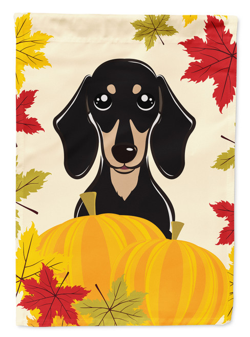 Caroline's Treasures BB2021GF Smooth Black and Tan Dachshund Thanksgiving Flag Garden Size , Small, multicolor
