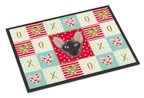 Caroline's Treasures CK5141JMAT Oriental Bicolor Cat Love Door Mat, Indoor Rug or Outdoor Welcome Mat 24x36 Doormat, 24H X 36W, multicolor