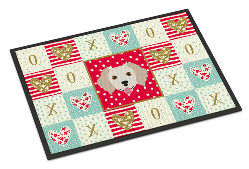 Caroline's Treasures CK5238MAT Small Greek Domestic Dog Love Door Mat, Indoor Rug or Outdoor Welcome Mat 18x27 Doormat, 18H X 27W, multicolor