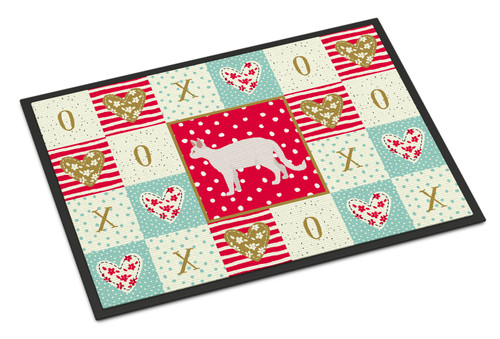 White Devon Rex Cat Love Door Mat, Indoor Rug or Outdoor Welcome Mat 24x36 Doormat