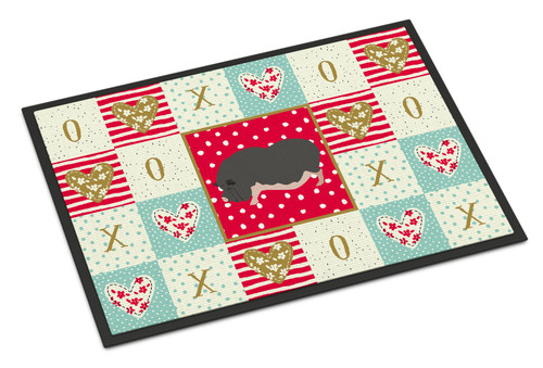 Vietnamese Pot-Bellied Pig Love Door Mat, Indoor Rug or Outdoor Welcome Mat 18x27 Doormat