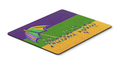 Mardi Gras Mouse Pad, Hot Pad or Trivet Mardi Gras Beads and Umbrella 2nd Line Design