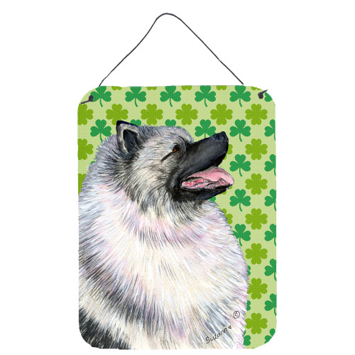 Keeshond St. Patrick's Day Shamrock Portrait Wall or Door Hanging Prints