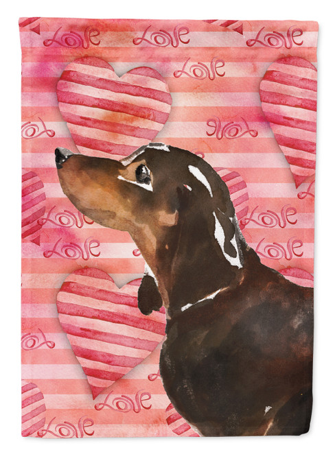 Caroline's Treasures BB9475GF Black and Tan Dachshund Love Flag Garden Size , Small, multicolor