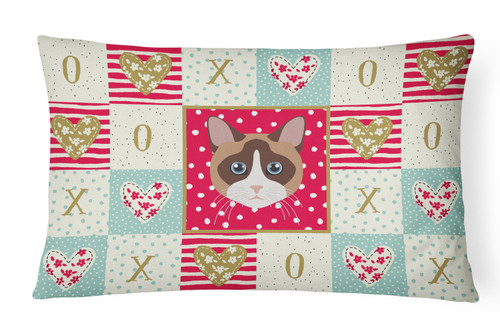 Caroline's Treasures CK5167PW1216 Snowshoe Cat Love Canvas Fabric Decorative Pillow, 12H x16W, multicolor