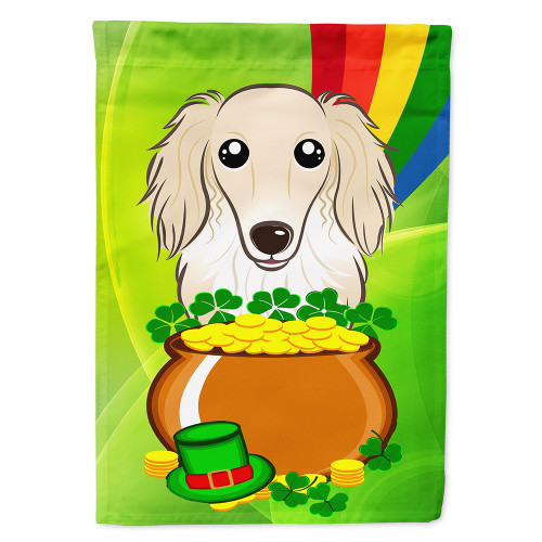 Longhair Creme Dachshund St. Patrick's Day Flag Canvas House Size BB1956CHF