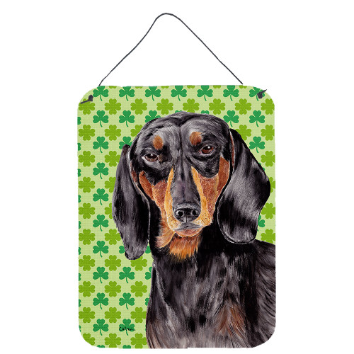 Caroline's Treasures SC9283DS1216 Dachshund St. Patrick's Day Shamrock Portrait Wall or Door Hanging Prints, 12x16, multicolor