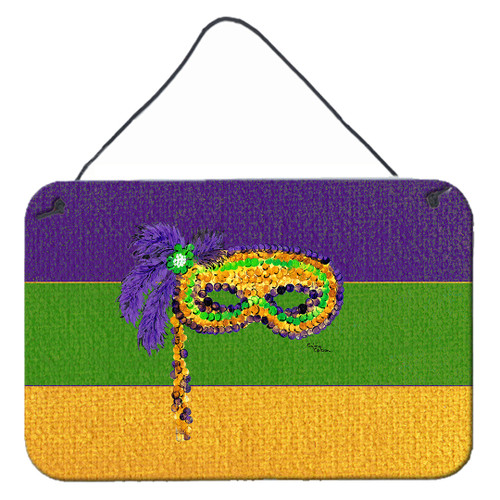 Mardi Gras Aluminium Metal Wall or Door Hanging Prints Mardi Gras Mask on Stick Design