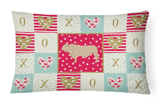 Charolais Cow Love Canvas Fabric Decorative Pillow