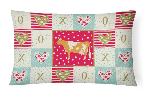 Guernsey Cow Love Canvas Fabric Decorative Pillow