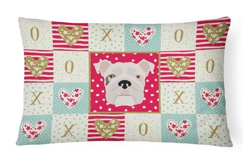 English Bulldog Love Canvas Fabric Decorative Pillow
