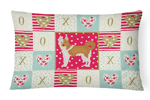 Caroline's Treasures CK5869PW1216 Nordic Spitz Love Canvas Fabric Decorative Pillow, 12H x16W, multicolor