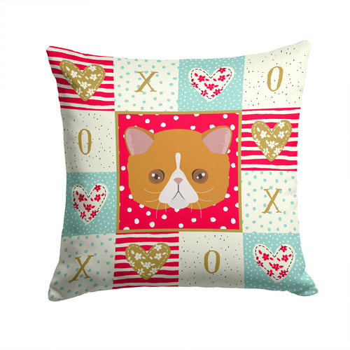 Exotic Shorthair Cat Love Fabric Decorative Pillow CK5117PW1414