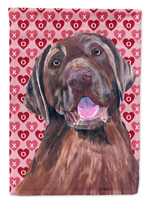 Caroline's Treasures SC9253-FLAG-PARENT Labrador Chocolate Hearts Love Valentine's Day Flag, , multicolor - SC9253GF