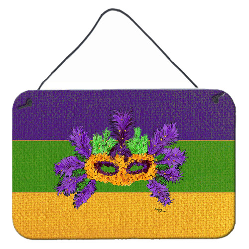 Mardi Gras Aluminium Metal Wall or Door Hanging Prints Feathered Mask Design