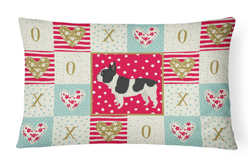 French Bulldog Love Canvas Fabric Decorative Pillow