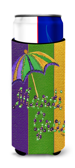 Caroline's Treasures 8373-Parent Mardi Gras Second line umbrella Ultra Beverage Insulators for slim cans 8373MUK, , multicolor - 8373LITERK