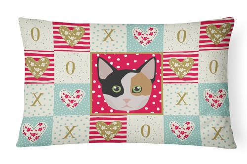Caroline's Treasures CK5134PW1216 Munchkin Cat Love Canvas Fabric Decorative Pillow, 12H x16W, multicolor