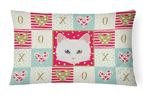Caroline's Treasures CK5175PW1216 Turkish Angora Cat Love Canvas Fabric Decorative Pillow, 12H x16W, multicolor