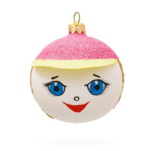 Girl in the Hat Glass Ball Christmas Ornament 3.25 Inches
