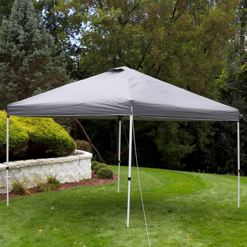Sunnydaze 12x12 Foot Premium Pop-Up Canopy Shade with Vent - Gray