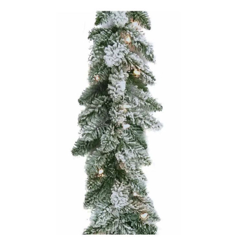 9 Foot Pre-Lit LED Snow Pine Garland P71090FLEDWW