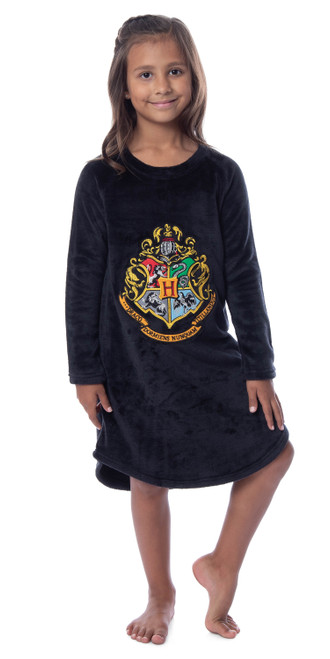 Harry Potter Girls' Hogwarts Houses Crest Raglan Pajama Nightgown-All Houses - 763059896429