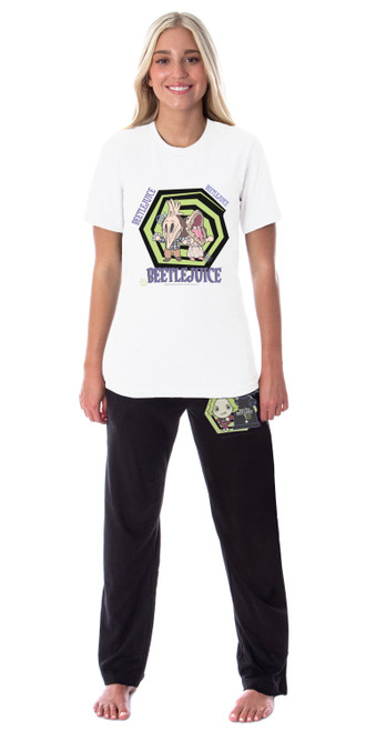 Beetlejuice Womens' Chibi Maitlands Sleep Pajama Set Shirt and Pants - 763059976466