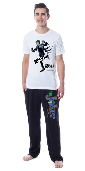 DC Comics Mens' The Joker Classic Playing Card Rude Boy Sleep Pajama Set - 763059977500