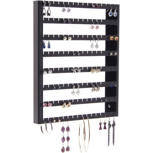 Earring Holder Organizer Stud Dangle Wall Mount Hanging Metal Closet Jewelry Storage Rack, Luka Black