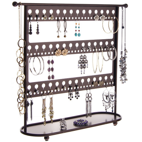 Earring Holder Rack Large Long Dangle Earrings Hoops, Jewelry Organizer Necklace Display Stand, Laela Rubbed Bronze