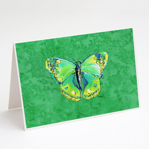 Butterfly Green on Green Greeting Cards and Envelopes Pack of 8 A7 Size 5x7 inch Blank Note Cards