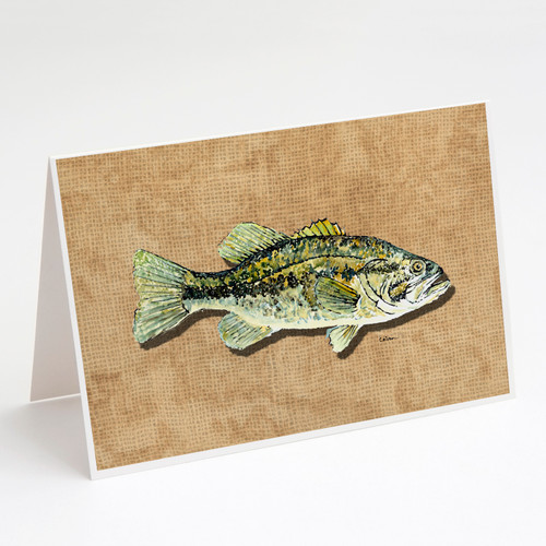 Small Mouth Bass Greeting Cards and Envelopes Pack of 8 A7 Size 5x7 inch Blank Note Cards