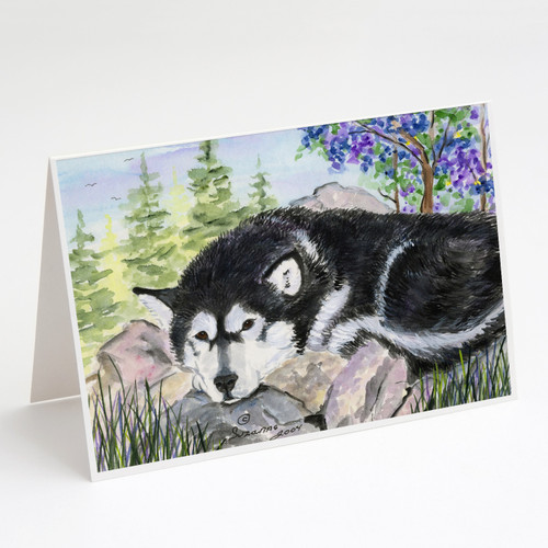 Alaskan Malamute Greeting Cards and Envelopes Pack of 8 A7 Size 5x7 inch Blank Note Cards