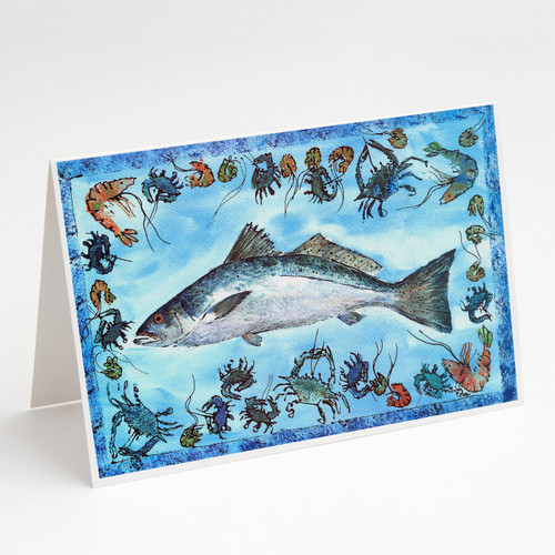 Fish Speckled Trout Greeting Cards and Envelopes Pack of 8 A7 Size 5x7 inch Blank Note Cards